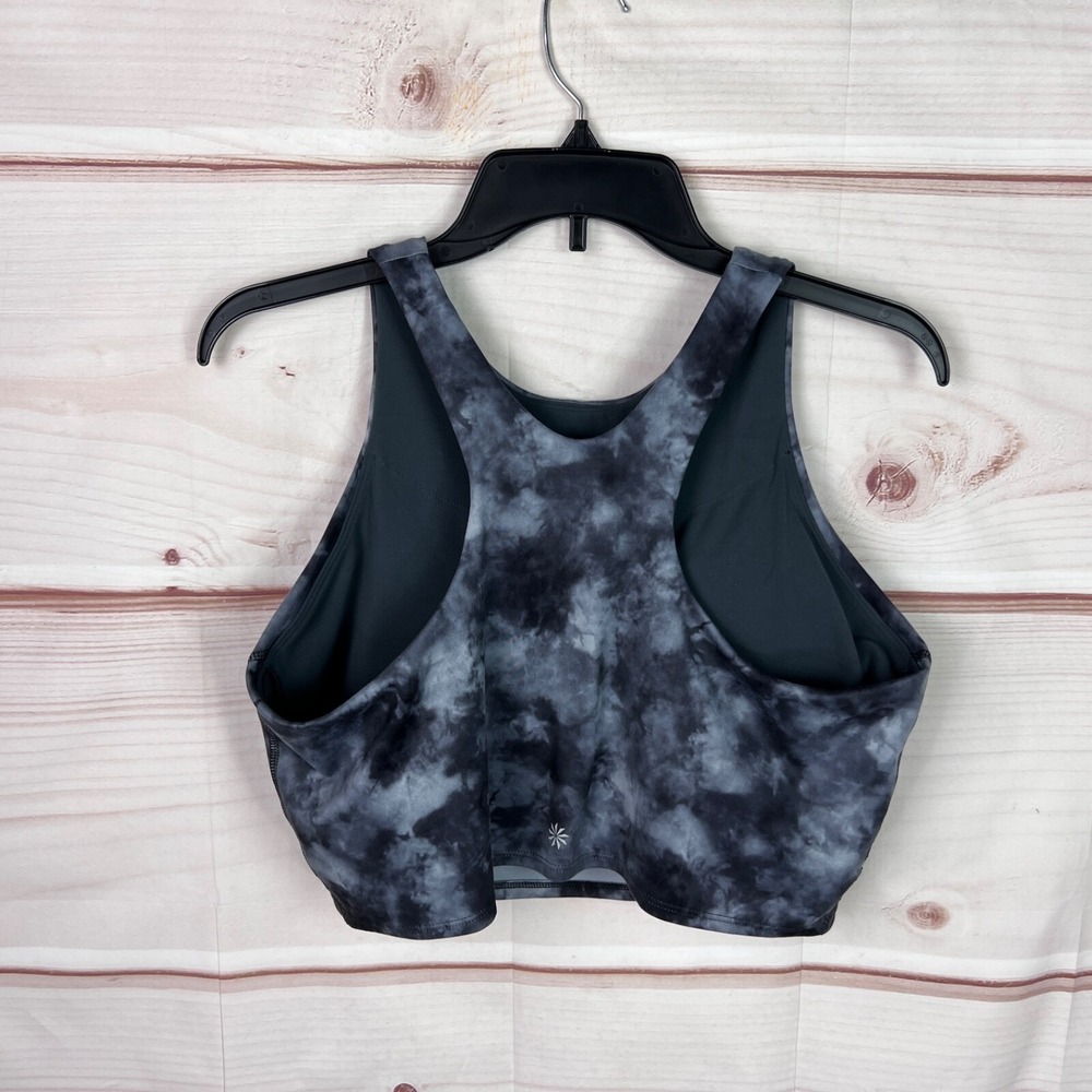 Athleta Sports Bra Womens XL Black Tie Dye Long Sleeve Racerback Shelf Bra - Picture 4 of 5